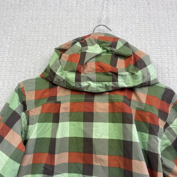 Y2K Burton Jacket Womens S Green / Orange Plaid Hooded Snowboarding / Ski - Picture 12 of 14